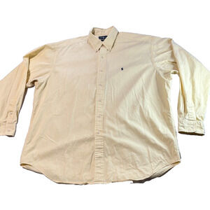 Ralph Lauren Button Down Shirt Yellow Men's Size XL Blue Pony